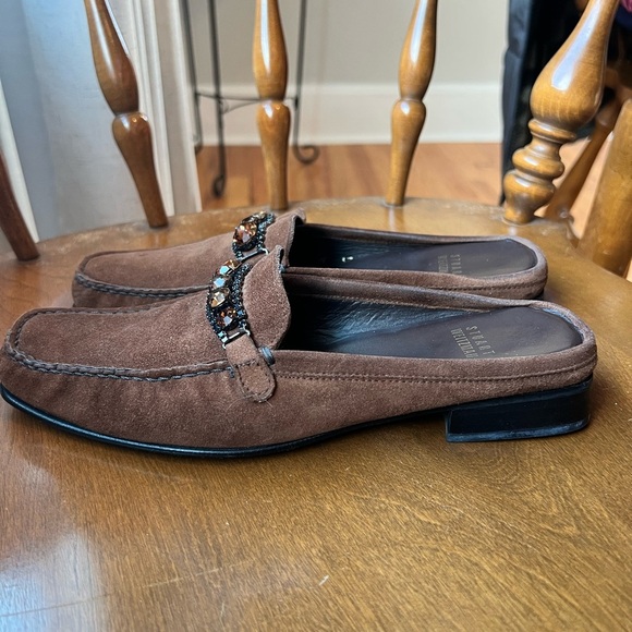 Stuart Weitzman Brown Suede Slip On Loafer. Jeweled accents. Womens size 7 - Picture 5 of 8